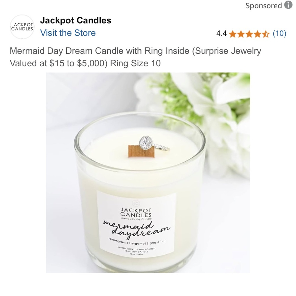 Jackpot Candle Mermaid Daydream Ring Size 7